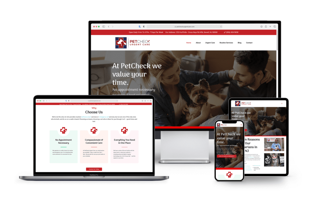 New Jersey Multimedia • Petcheck Urgent Care • Website Design